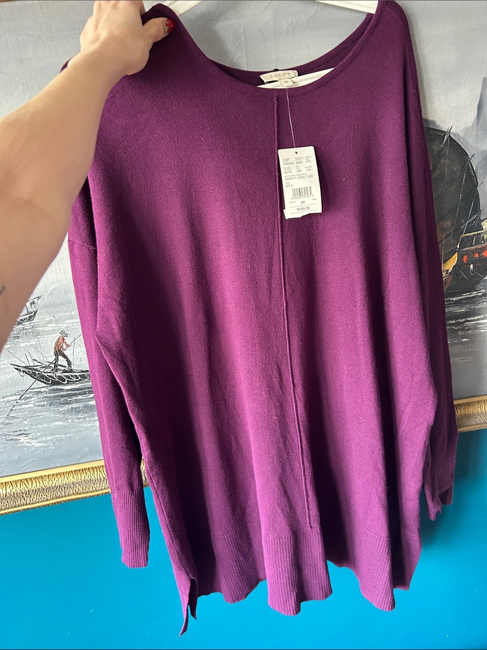 Laura Plus 2X Wine Plum Knit Sweater Tunic NWT | Elevated Basic